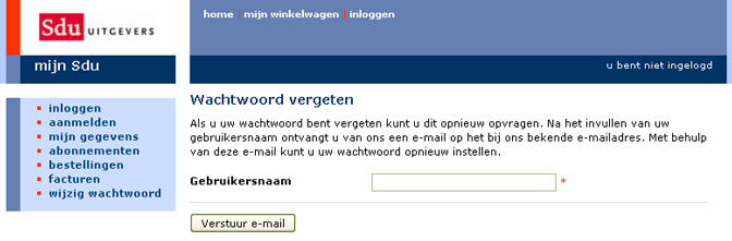 Mijn Sdu , Wachtwoord Vergeten